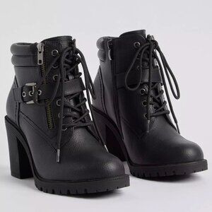 Torrid | Lace-Up Hiker Heel - Black (WW)